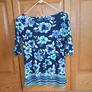 Karen Scott Blue 3/4 Sleeve Blouse Size XS
